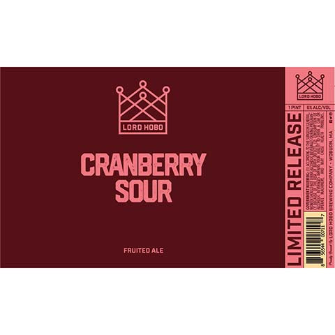 Lord Hobo Cranberry Sour Ale by Lord Hobo Brewing Co, beer label