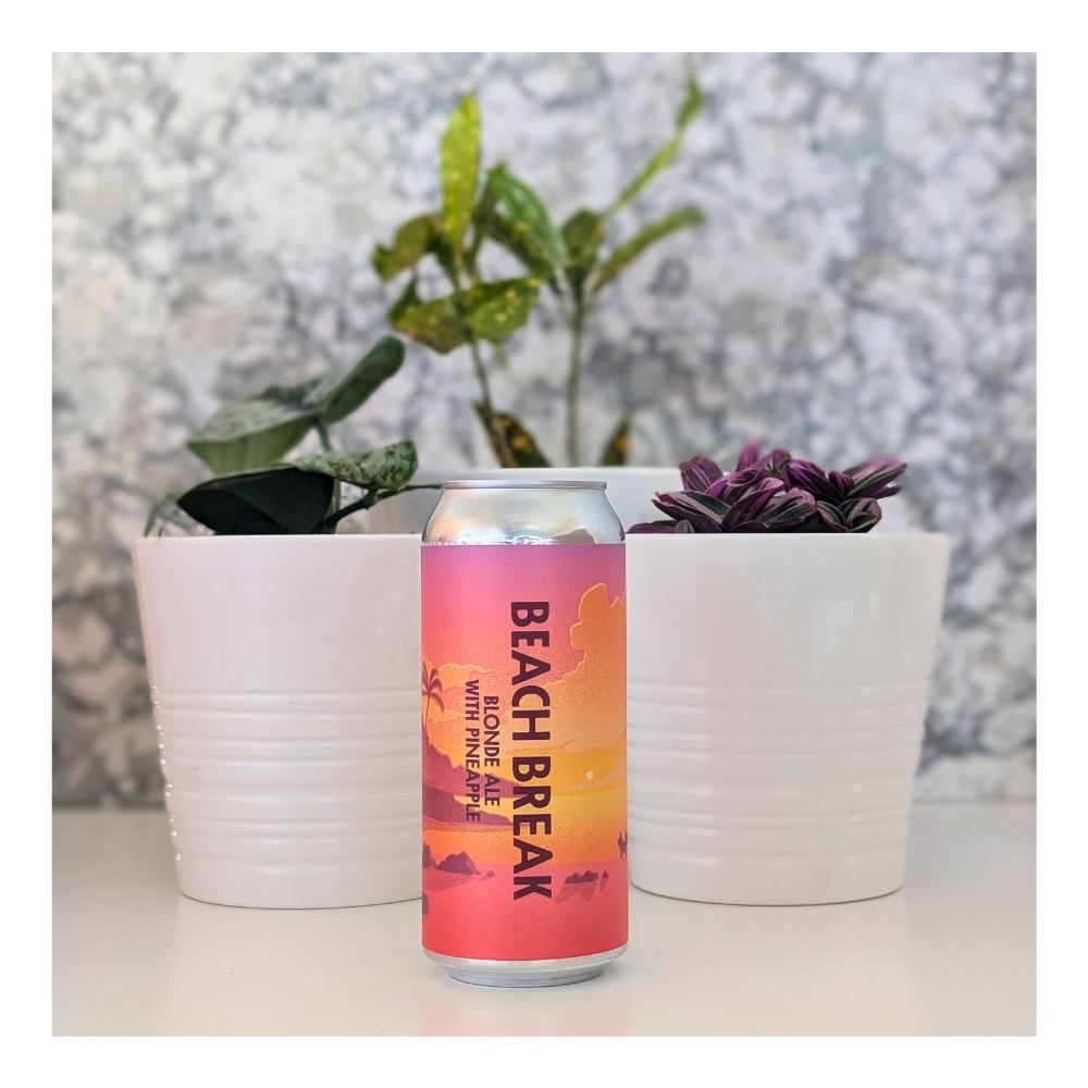 Beach Break Blonde Ale with Pineapple by Born Brewing Co., beer label