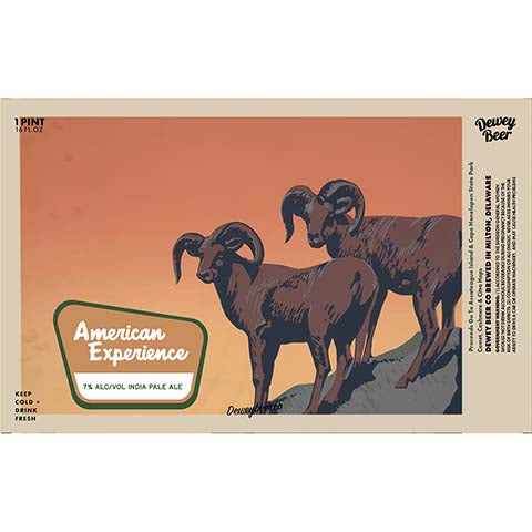 Dewey Beer American Experience IPA by Dewey Beer Co., beer label
