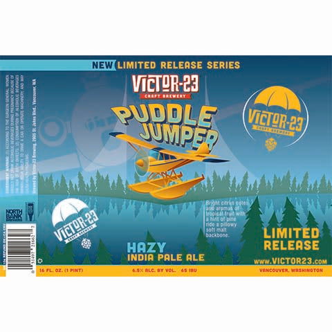 Victor 23 Puddle Jumper Hazy IPA by Victor 23 Craft Brewery, beer label