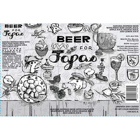 Off Color Beer For Tapas by Off Color Brewing, beer label