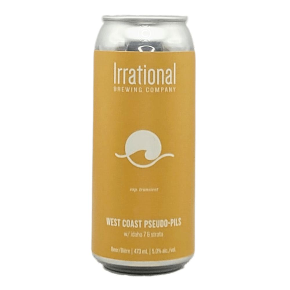 Exp. Transient West Coast Pseudo-Pilsner by Irrational Brewing Company, beer label