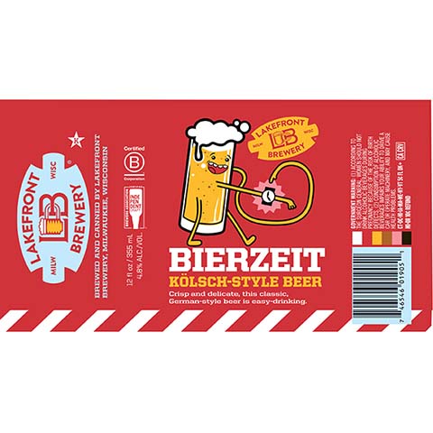 Lakefront Bierzeit Kolsch by Lakefront Brewery Inc, beer label