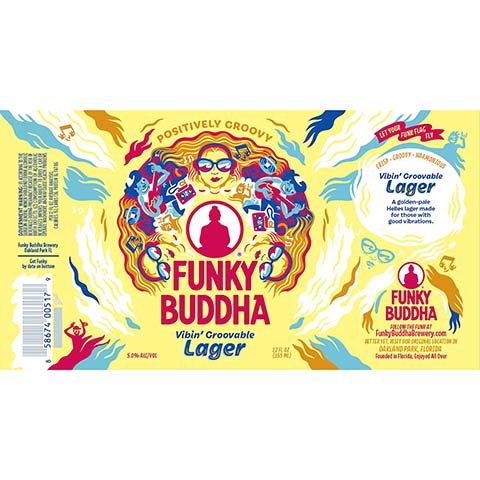 Funky Buddha Vibin' Groovable Lager by Funky Buddha Brewery, beer label
