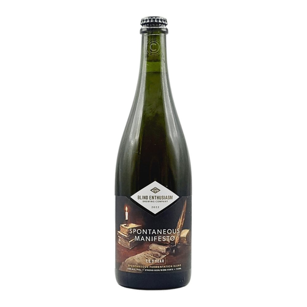 Spontaneous Manifesto Mixed Fermentation Saison by Blind Enthusiasm Brewing Company, beer label