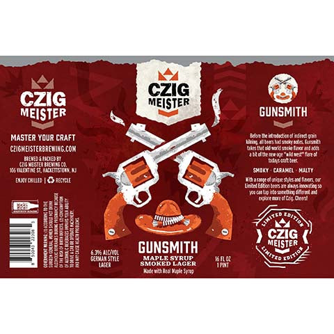 Czig Meister Gunsmith Lager by Czig Meister Brewing Co., beer label