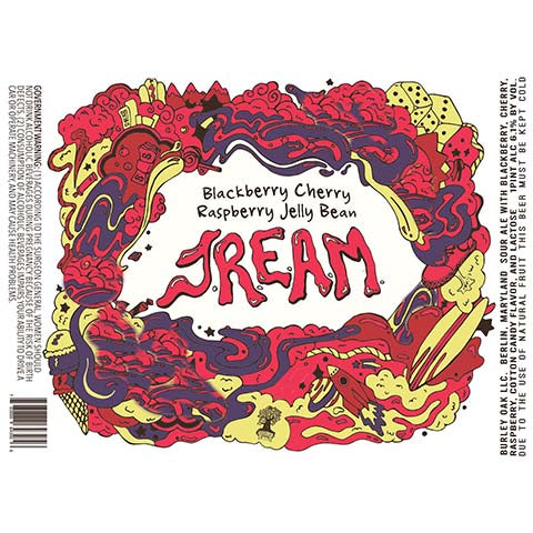 Burley Oak Blackberry Cherry Raspberry Jelly Bean JREAM Sour Ale by Burley Oak Craft Brewery, beer label