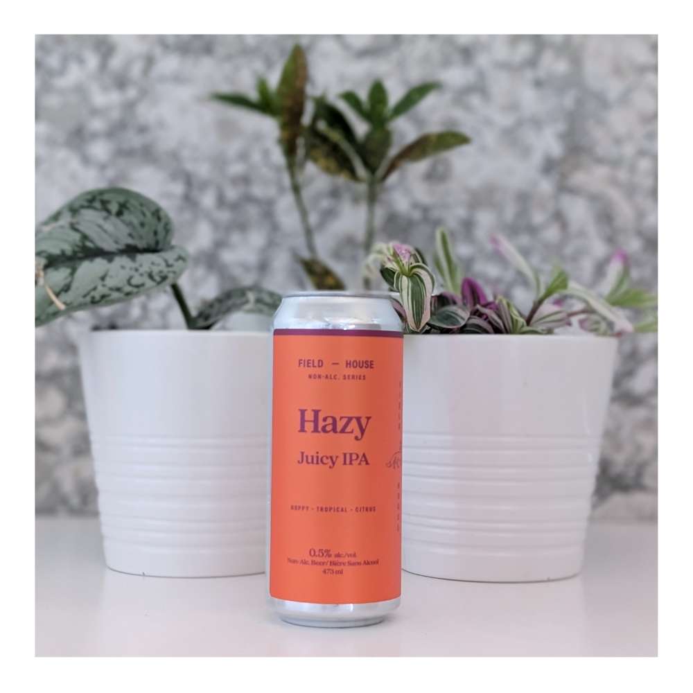 Non-Alcoholic Hazy Juicy IPA by Field House Brewing Co., beer label