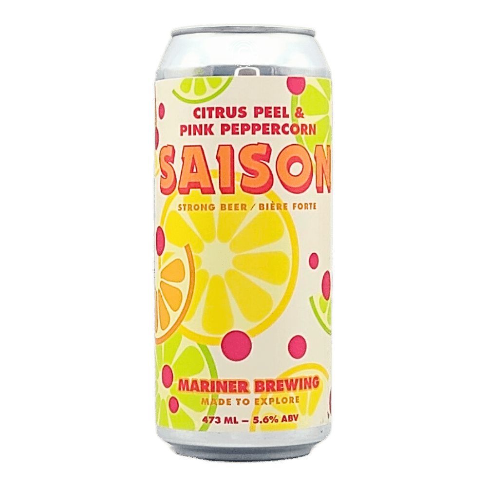 Citrus Peel Pink Peppercorn Saison by Mariner Brewing, beer label