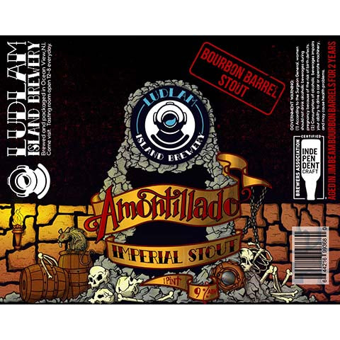 Ludlam Amontillado Bourbon Barrel Stout by Ludlam Island Brewery, beer label