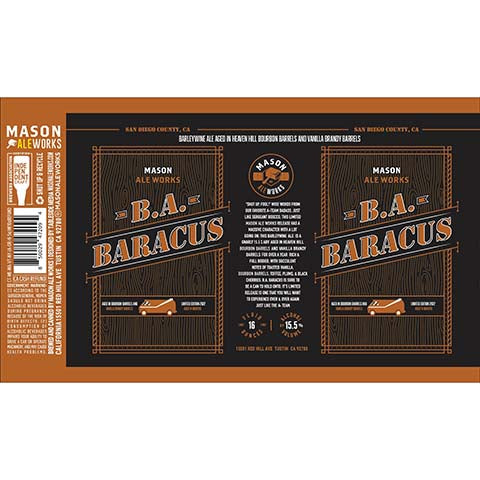 Mason Ale Works BA Baracus Barleywine Ale by Mason Aleworks, beer label