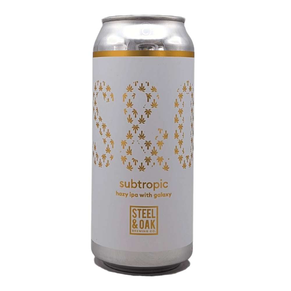 Subtropic Hazy IPA with Galaxy by Steel & Oak Brewing Co., beer label