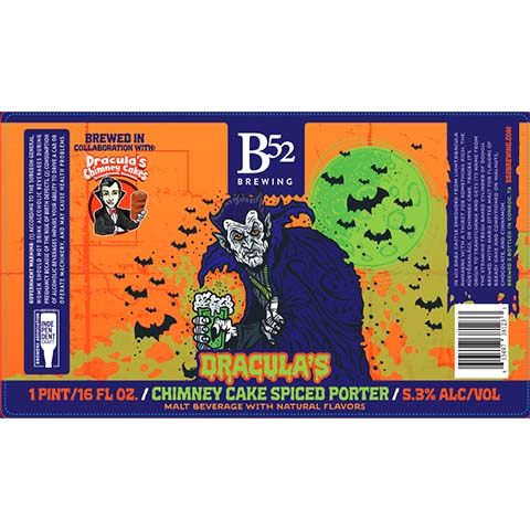 Dracula's Chimney Spiced Porter by B-52 Brewing, beer label