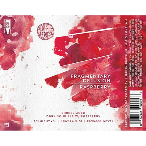 Lupulin Fragmentary Delusion Raspberry Sour Ale by Lupulin Brewing, beer label