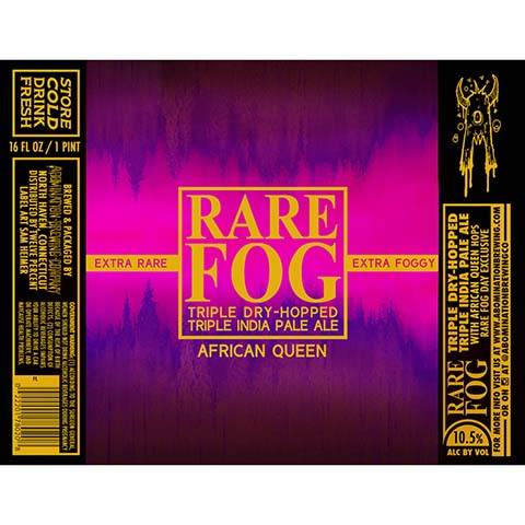 Abomination Rare Fog African Queen TDH TIPA by Abomination Brewing Company, beer label