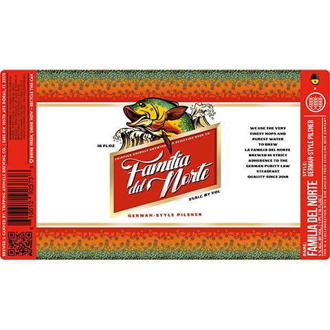 Tripping Animals Familia Del Norte Pilsner by Tripping Animals Brewing Co., beer label