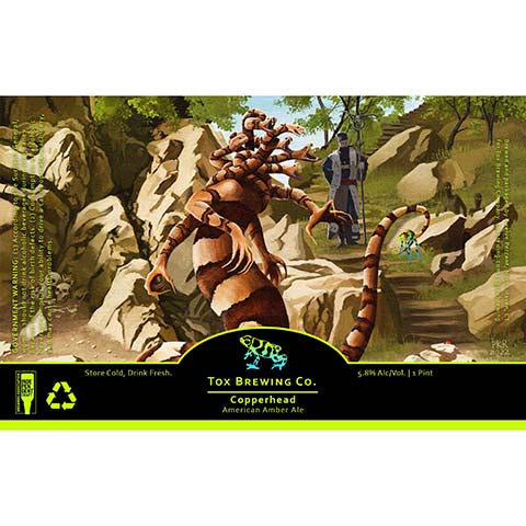 Tox Copperhead Amber Ale by Tox Brewing Company, beer label