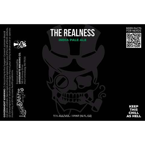 Lovedrafts The Realness IPA by Lovedrafts Brewing Co., beer label