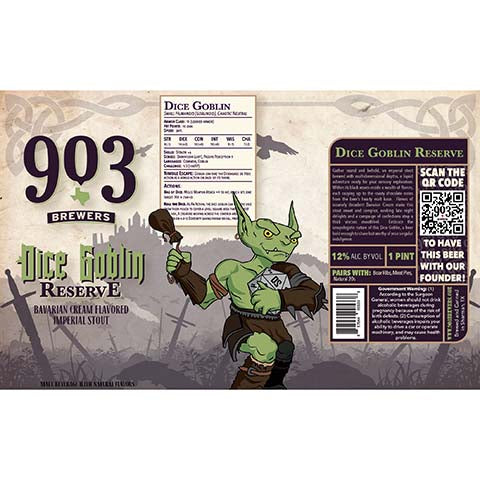 903 Brewers Dice Goblin Reserve Imperial Stout by 903 Brewers, beer label