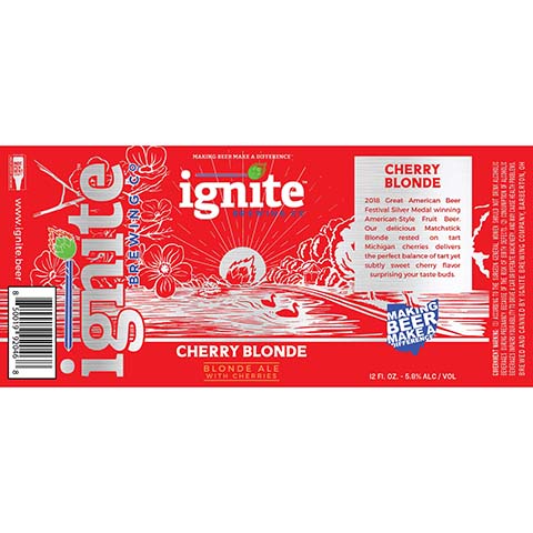Ignite Cherry Blonde Ale by Ignite Brewing Company, Ltd., beer label