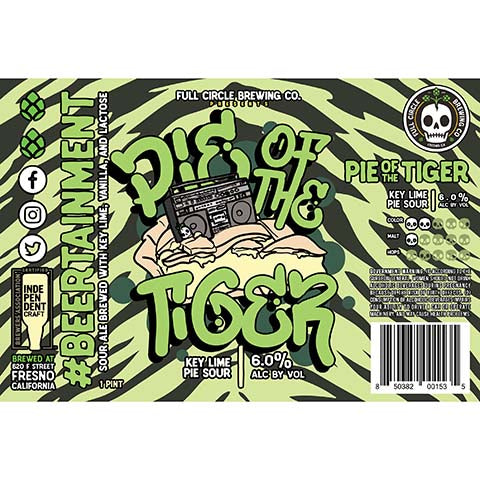 Full Circle Pie Of The Tiger Key Lime Pie Sour by Full Circle Brewing Co, beer label