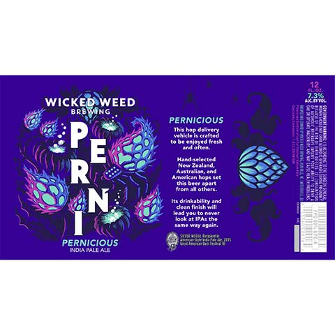 Wicked Weed PERNI Pernicious IPA by Wicked Weed Brewing, beer label