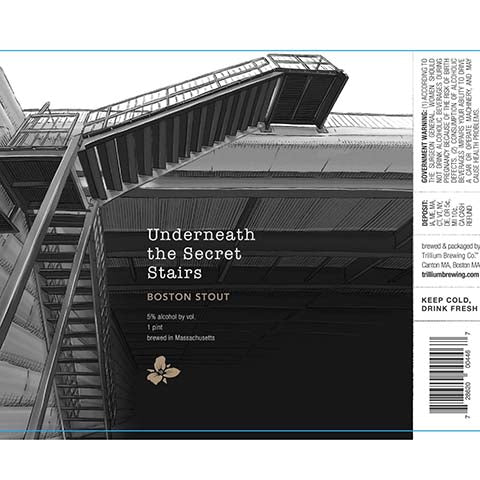 Trillium Underneath the Secret Stairs Boston Stout by Trillium Brewing, beer label
