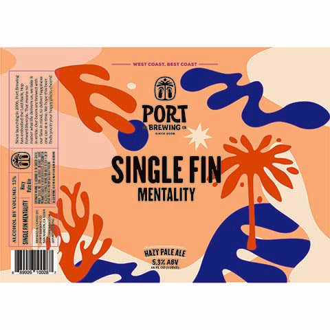 Port Single Fin Mentality Hazy Pale Ale by Port Brewing Company, beer label