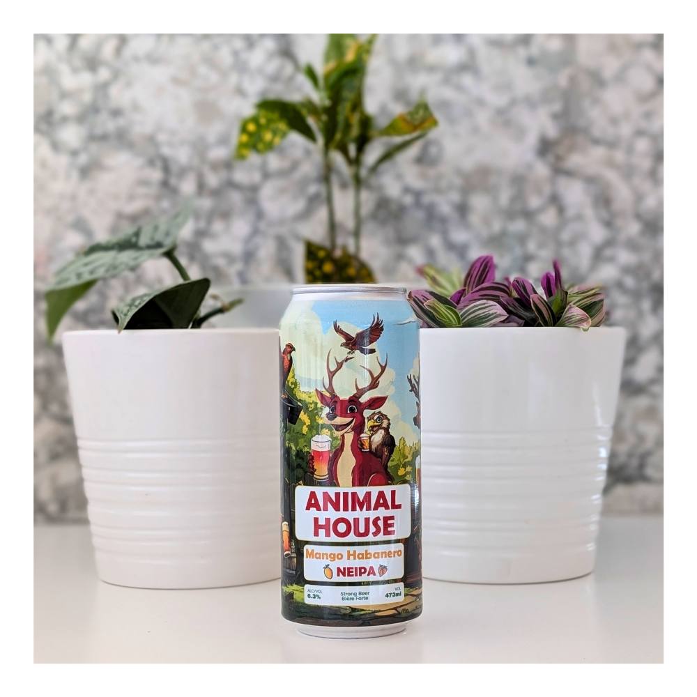 Animal House Mango Habanero Hazy IPA by Hawk Tail Brewery, beer label