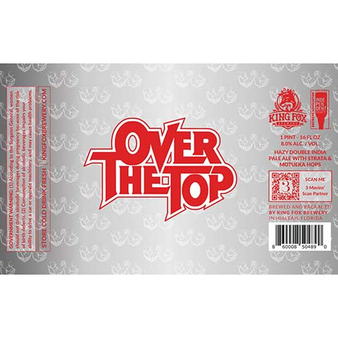 King Fox Over The Top Hazy DIPA by King fox Brewery, beer label