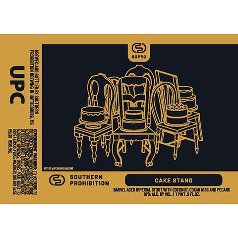 Southern Prohibition Cake Stand Imperial Stout by Southern Prohibition Brewing, beer label