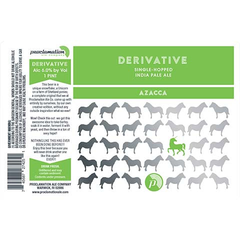 Proclamation Derivative IPA (Azacca) by Proclamation Ale Company, beer label