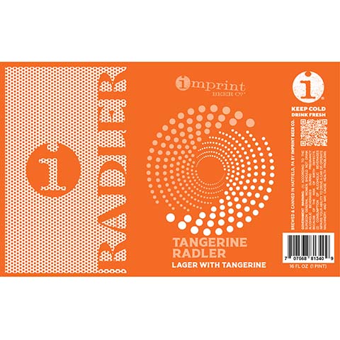 Imprint Beer Tangerine Radler Lager by Imprint Beer Company, beer label