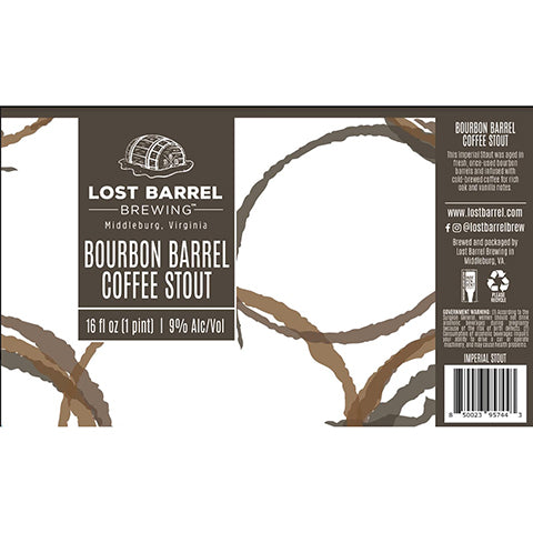 Lost Barrel Bourbon Barrel Coffee Stout by Lost Barrel Brewing, beer label