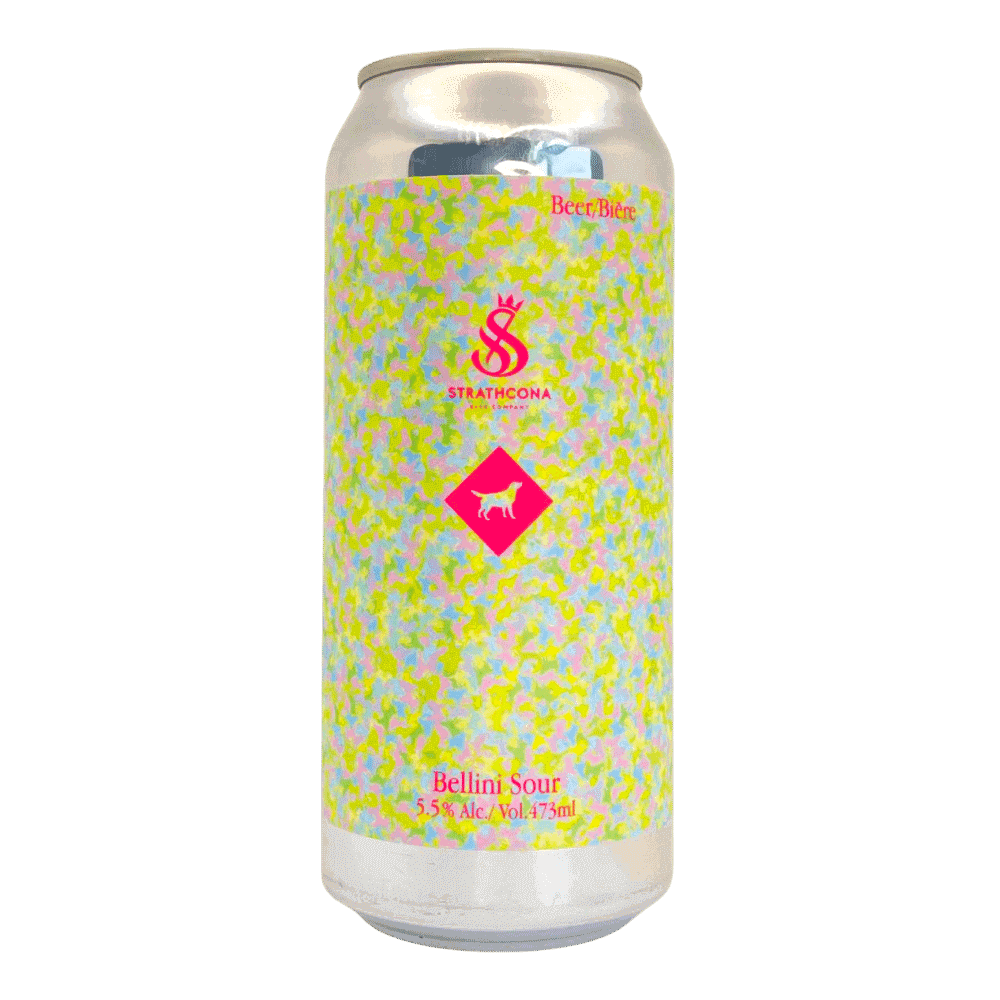 Beer Company x Yellow Dog Brewing Co. Bellini Sour by Strathcona x Yellow Dog, beer label