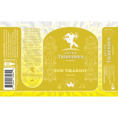 Seven Tribesmen Sun Chariot Pale Lager by 7 Tribesmen, beer label