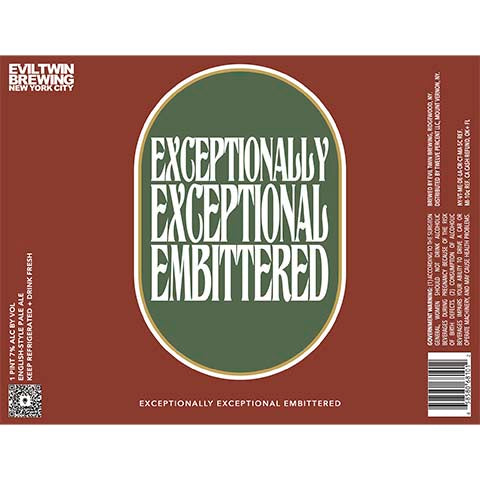 Evil Twin Exceptionally Exceptional Embittered Pale Ale by Evil Twin Brewing, beer label