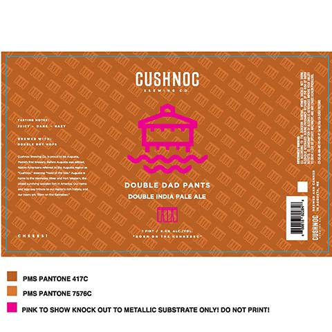 Cushnoc Double Bad Pants DIPA by Cushnoc Brewing Company, beer label