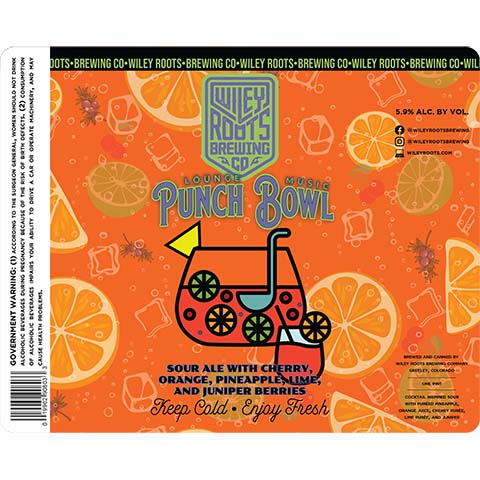 Wiley Roots Lounge Music Punch Bowl Sour Ale by Wiley Roots Brewing Co, beer label