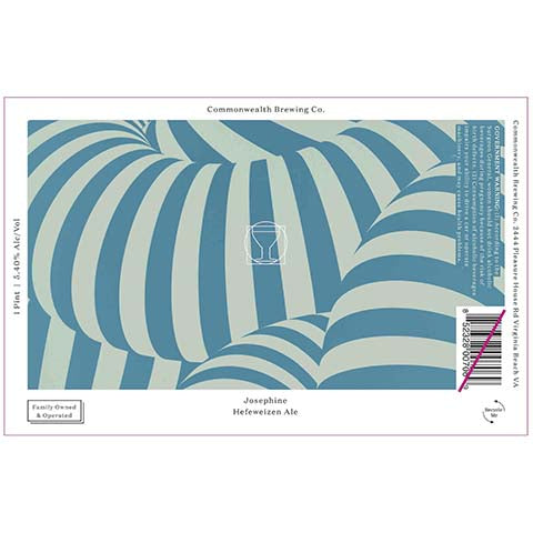 Commonwealth Josephine Hefeweizen Ale by Commonwealth Brewing Co., beer label