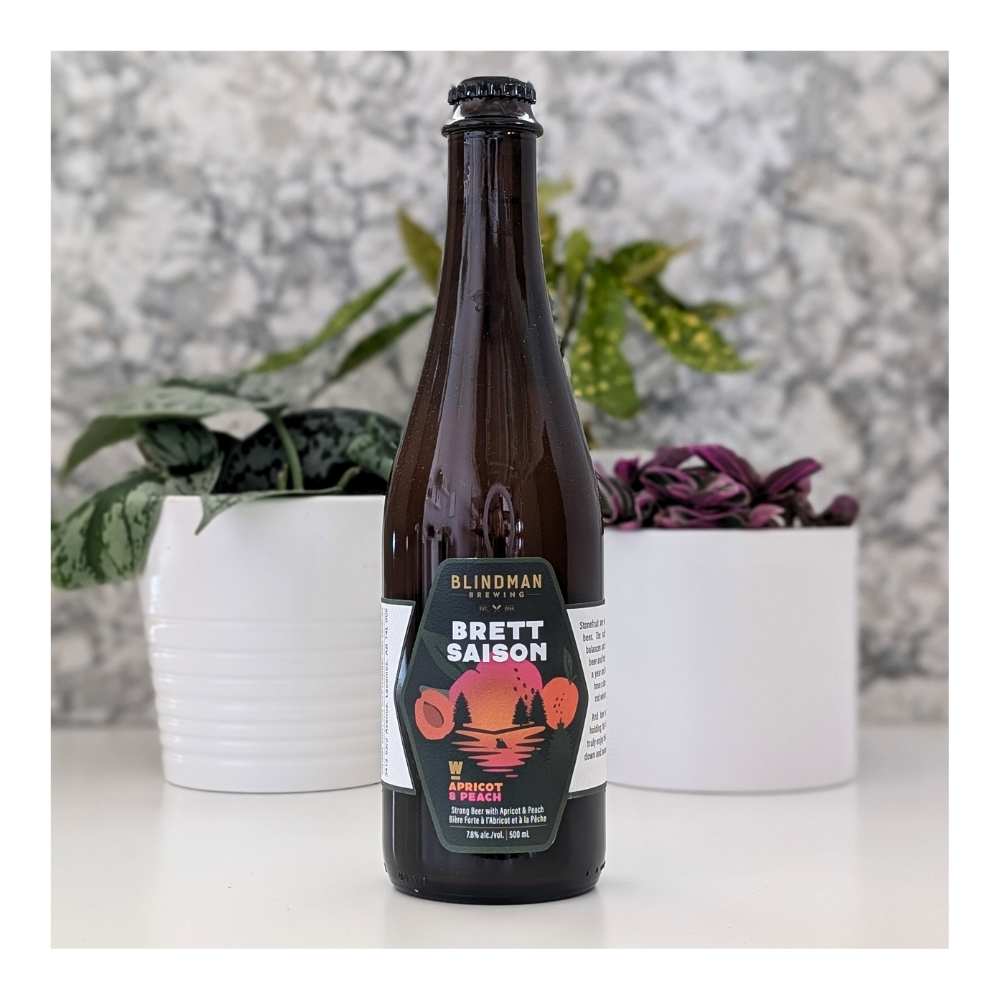Brewing Apricot & Peach Brett Saison by Blindman Brewery, beer label