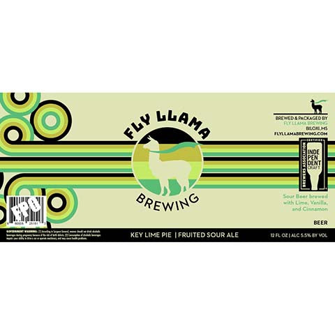 Fly Llama Key Lime Pie Sour Ale by Fly Llama Brewing, beer label