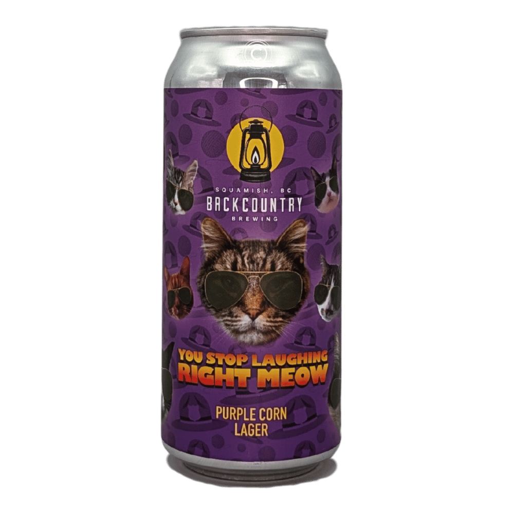You Stop Laughing Right Meow Mexican Lager by Backcountry Brewing, beer label