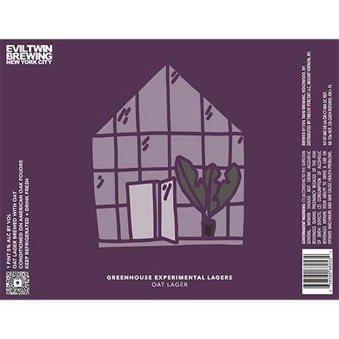Evil Twin Greenhouse Experimental Lagers by Evil Twin Brewing, beer label