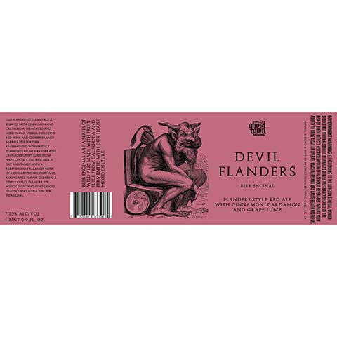 Ghost Town Devil Flanders Red Ale by Ghost Town Brewing, beer label