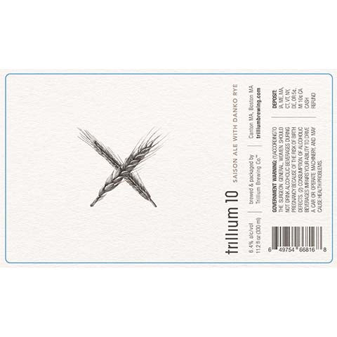 Trillium 10 Saison Ale by Trillium Brewing, beer label