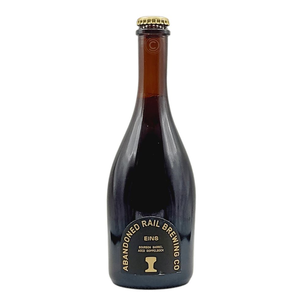 Eins Bourbon Barrel-Aged Doppelbock by Abandoned Rail Brewing Co., beer label