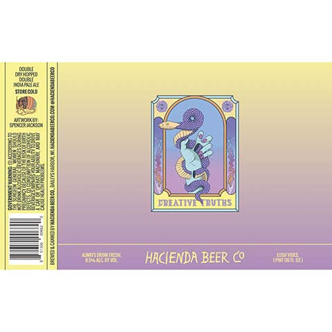 Hacienda Creative Truths DDH DIPA by Hacienda Beer Co., beer label