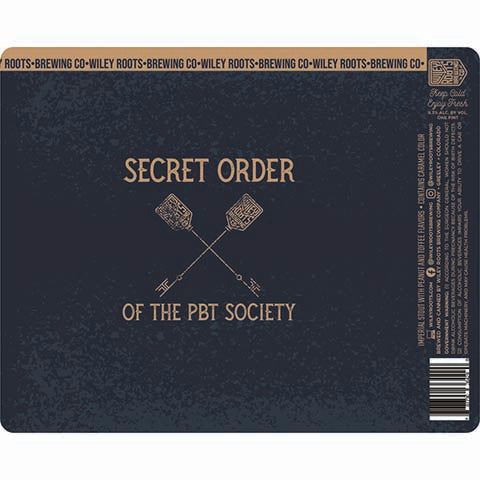 Wiley Roots Secret Order of the PBT Society Imperial Stout by Wiley Roots Brewing Co, beer label