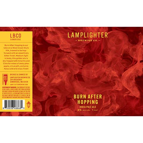 Lamplighter Burn After Hopping IPA by Lamplighter Brewing Co., beer label